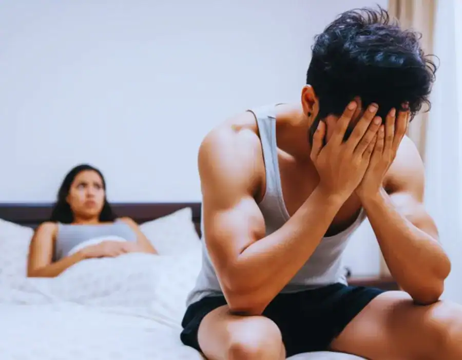Image of upset man in need of erectile dysfunction treatment Bury